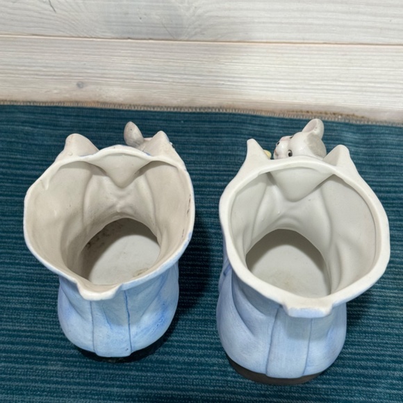 Vintage Planter Ceramic Blue Baby Boot with Baby Mice Made in Taiwan - Picture 2 of 10